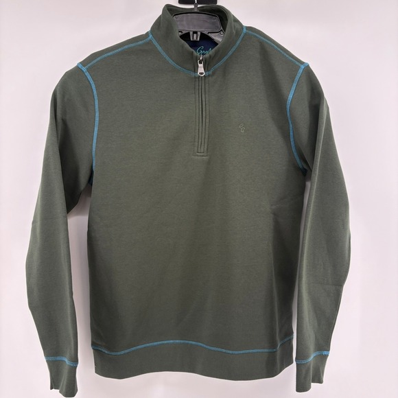 Robert Graham Mens Fulham Quarter Zip Sweatshirt Classic Fit Deep Forest Green S - Picture 2 of 10